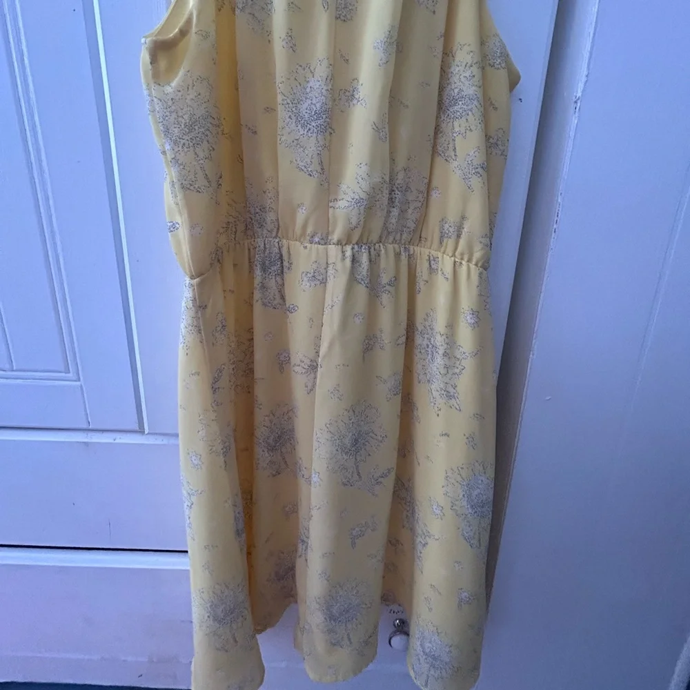 NWOT BLUE RAIN Yellow Sleeveless Dress w/Floral Print and Elastic Waist, Flared - Picture 10 of 14